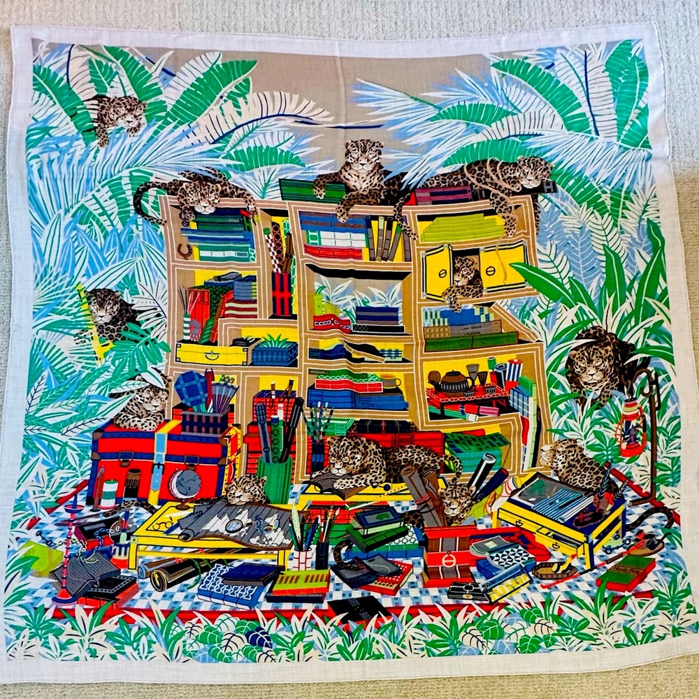 HERMES LES 12 LEOPARDS SHAWL 140